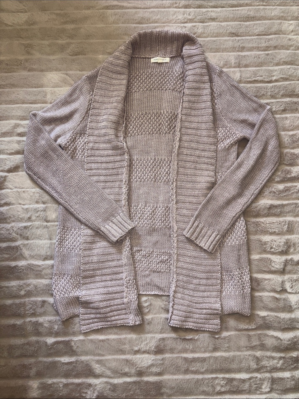 Honey Punch Open-Front Cardigan Sweater in Light Taupe